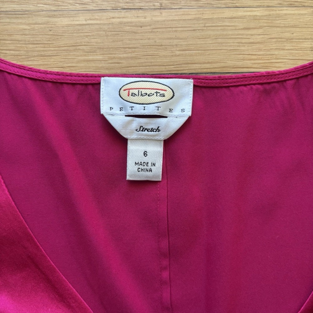 VTG Talbots Petites Silk Babydoll Camisole 6 Fuchsia‎  Sleeveless Y2K 2000s Cami - Picture 3 of 9